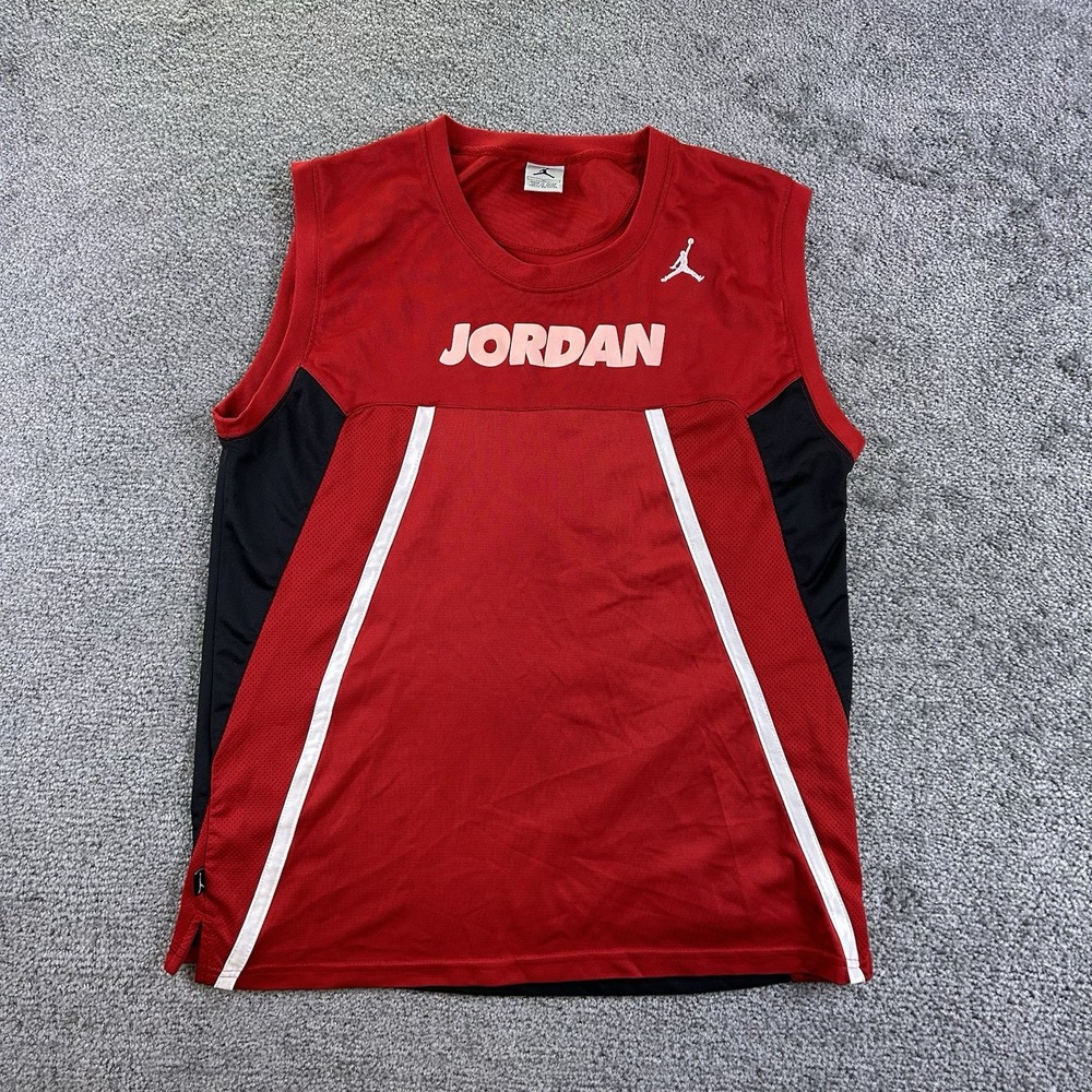 Jordan Brand Mens Basketball Jersey Sleeveless Tank Top Red Black XL 7948-355